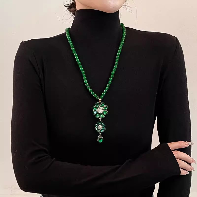 Women's Agate Sweater Chain Generous Upscale Long National Necklaces