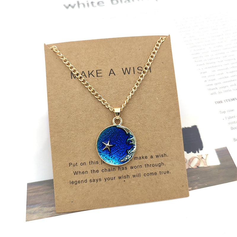 Blue Dripping Starry Sky Clavicle Chain Necklaces