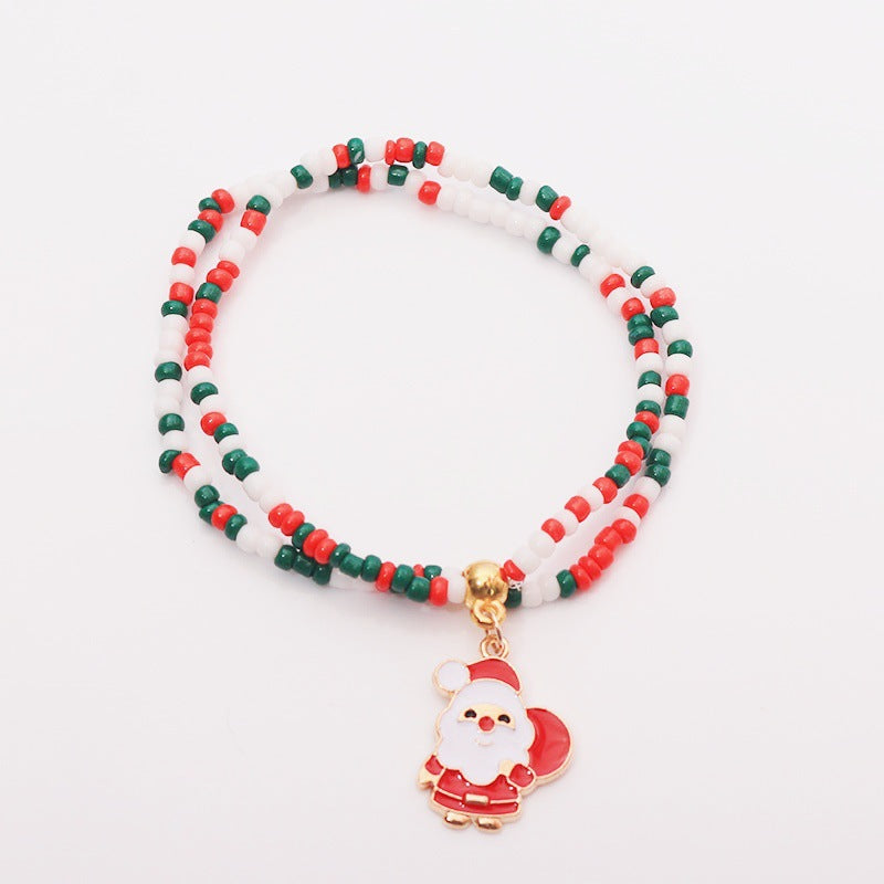 Santa Elk Bell Christmas Tree Beaded Bracelets