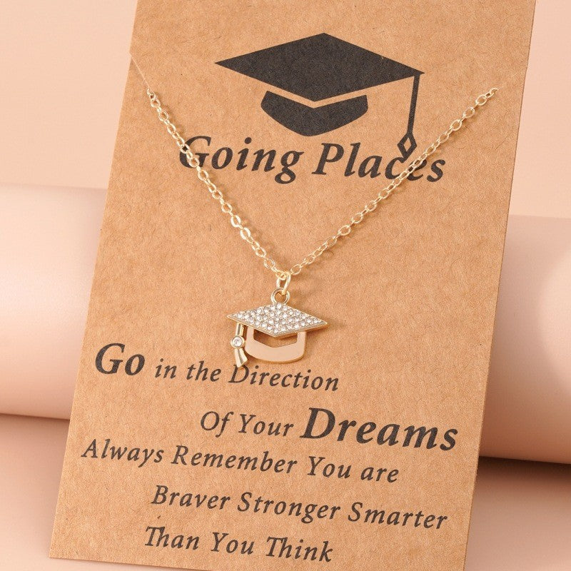 Graduation Stainless Steel Doctorial Hat Memorial Necklaces