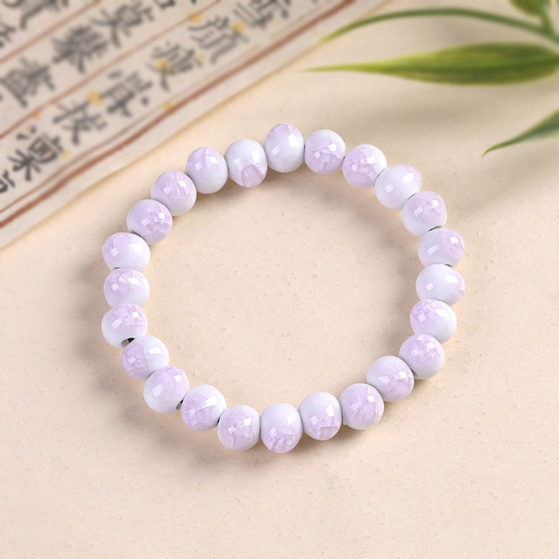 Women's Ceramic Beaded Fresh Color Single String Bracelets