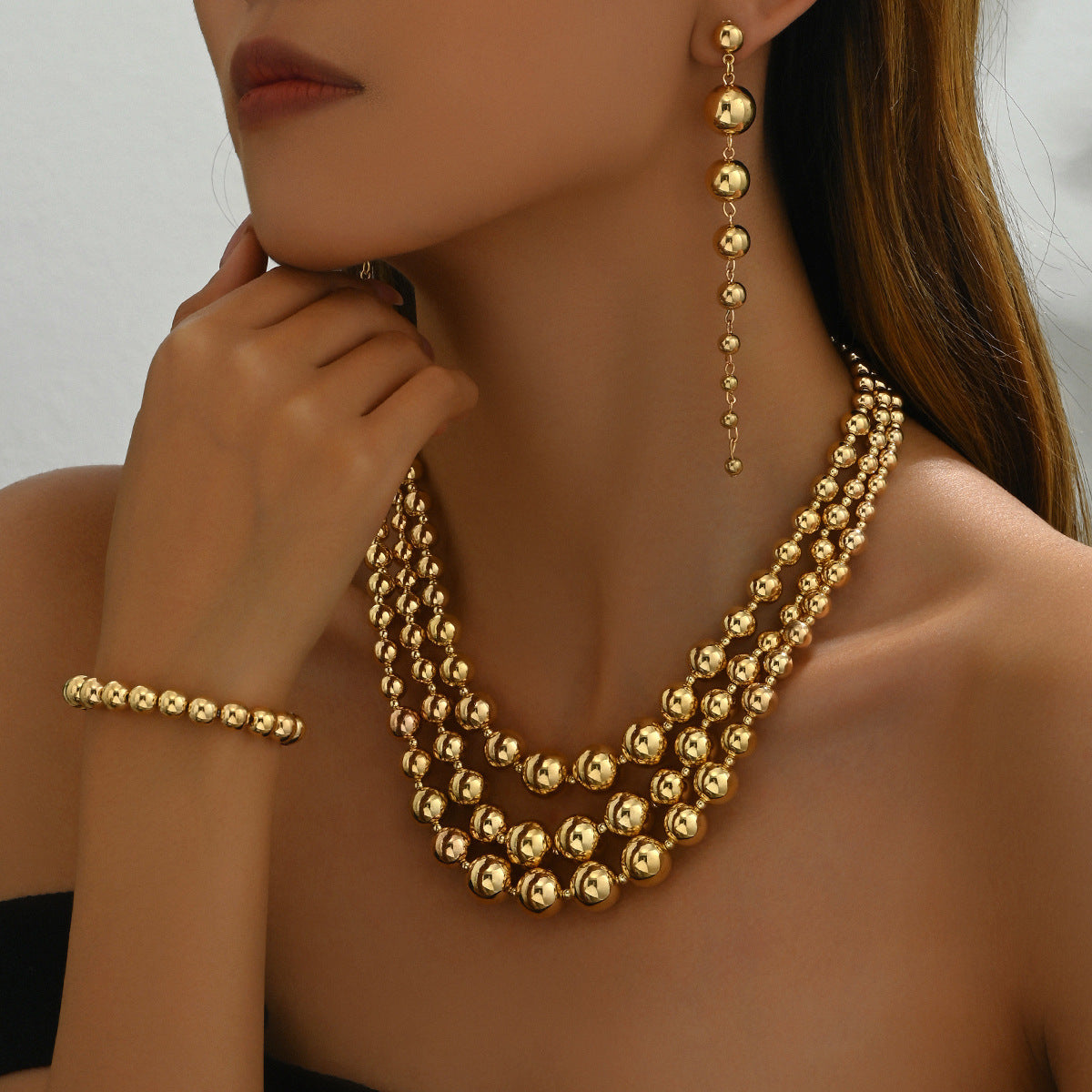 Women's Hot Style Niche Beaded Multilayer Collarbone Jewelry Set