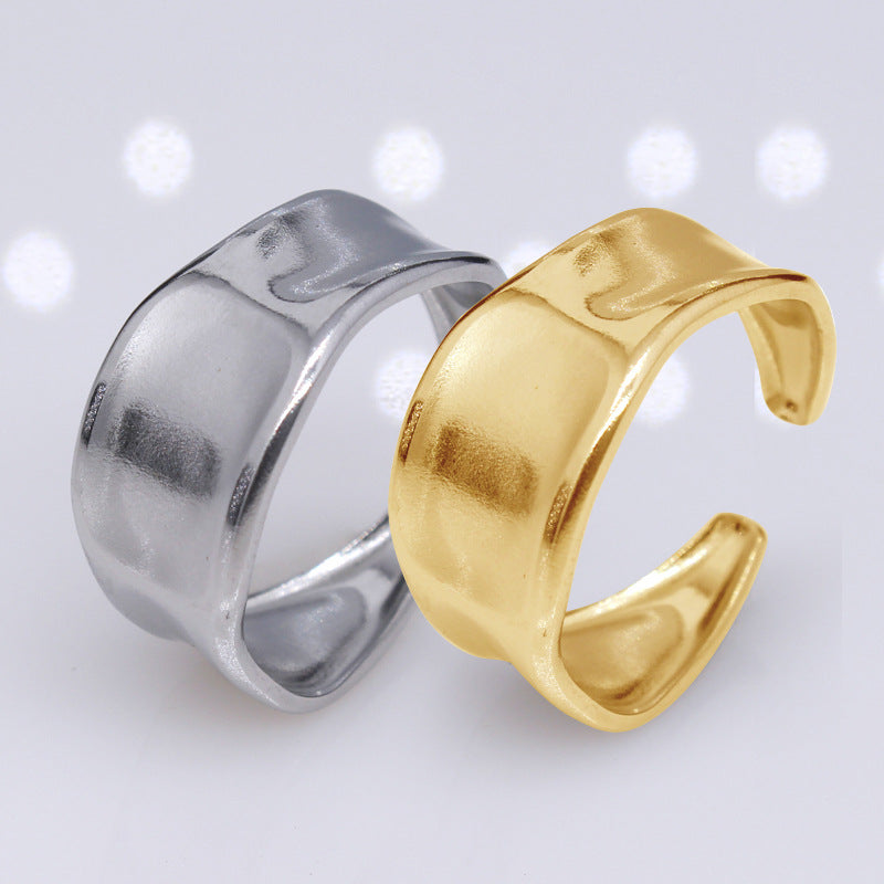 Pleated Titanium Steel Female Open Adjustable Rings