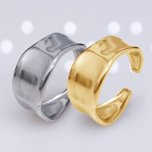 Pleated Titanium Steel Female Open Adjustable Rings