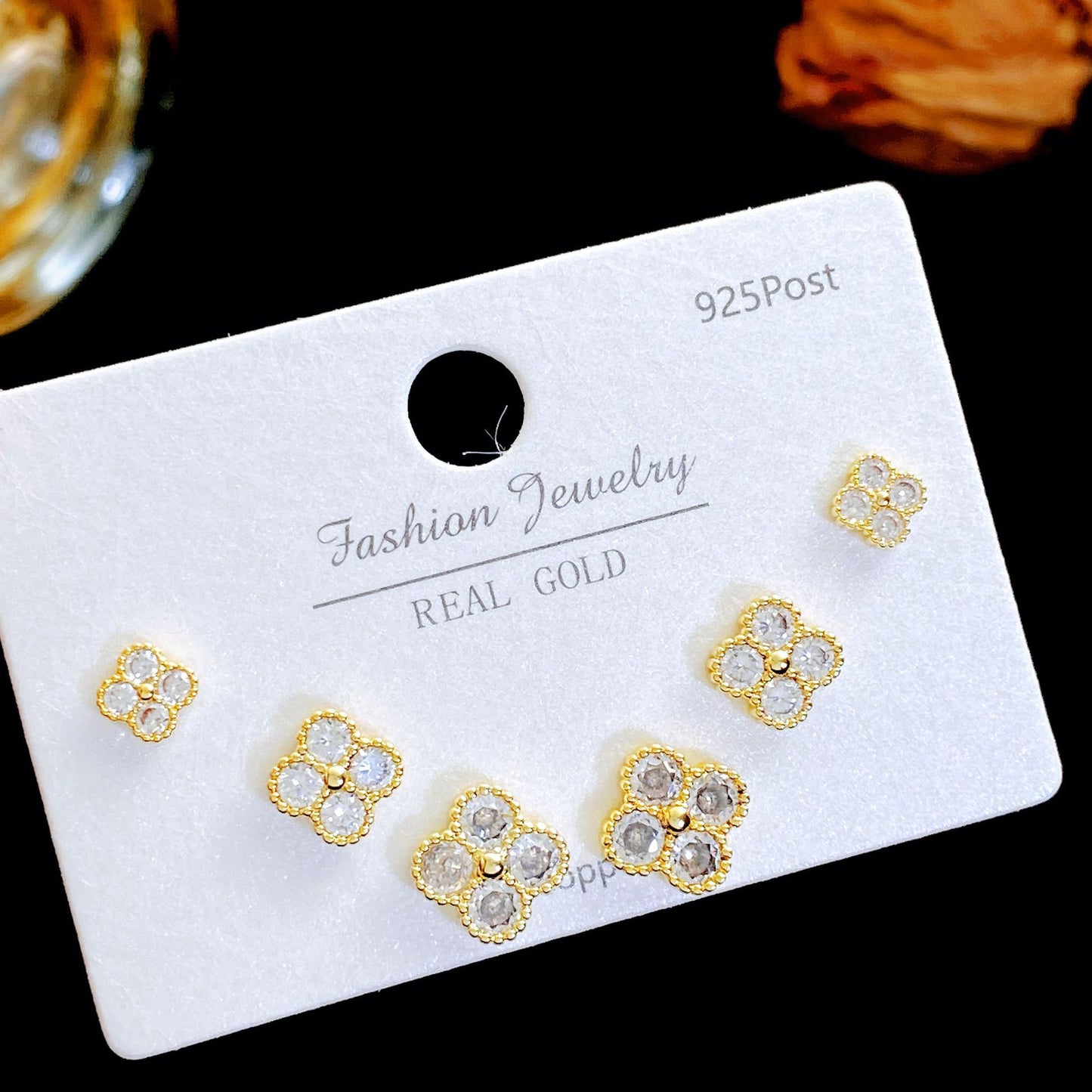 Micro Inlaid Zircon Pearl Commuter Three Pairs Earrings