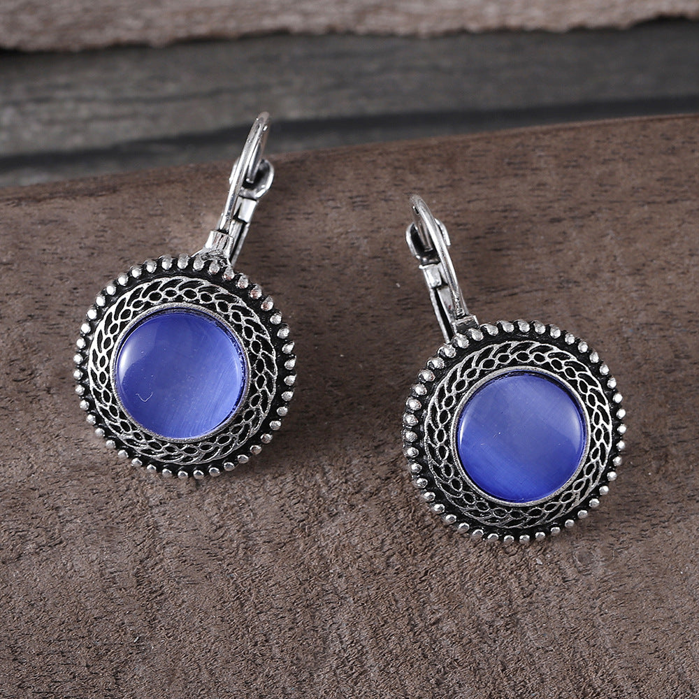 Fashion Bohemian Ethnic Style Inlaid Jewel Metal Alloy Retro Earrings