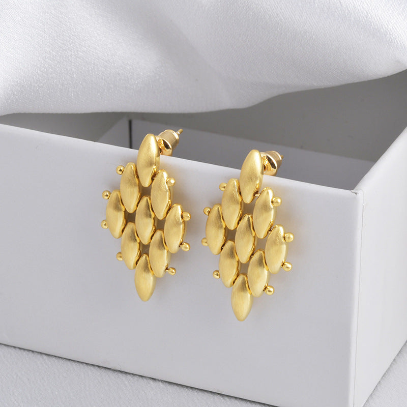Metal Cold Style Brushed Fashion Personality High Sense Stud Earrings