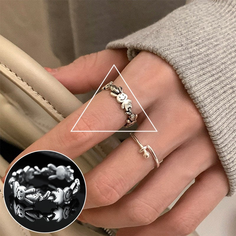 Hammered Female Fashion Personality Creativity Design Rings