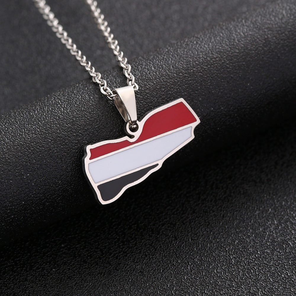 Women's & Men's Map Flag For Lovers Wild Titanium Necklaces