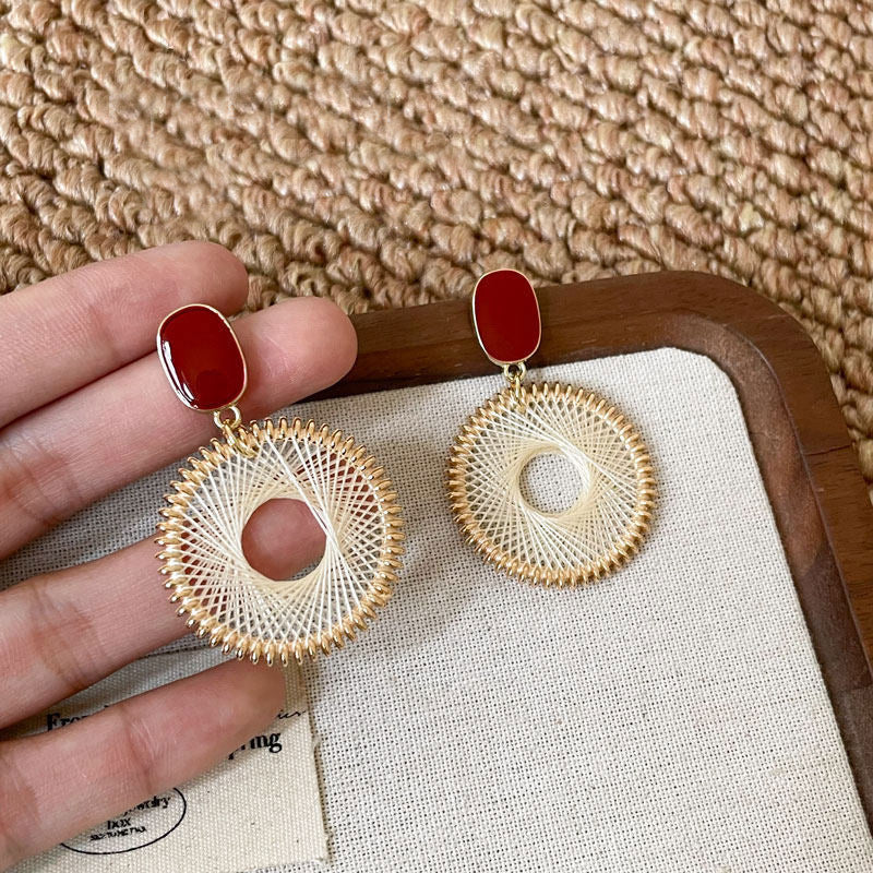 Vacation Style Woven Round Female Cold Wind Rings