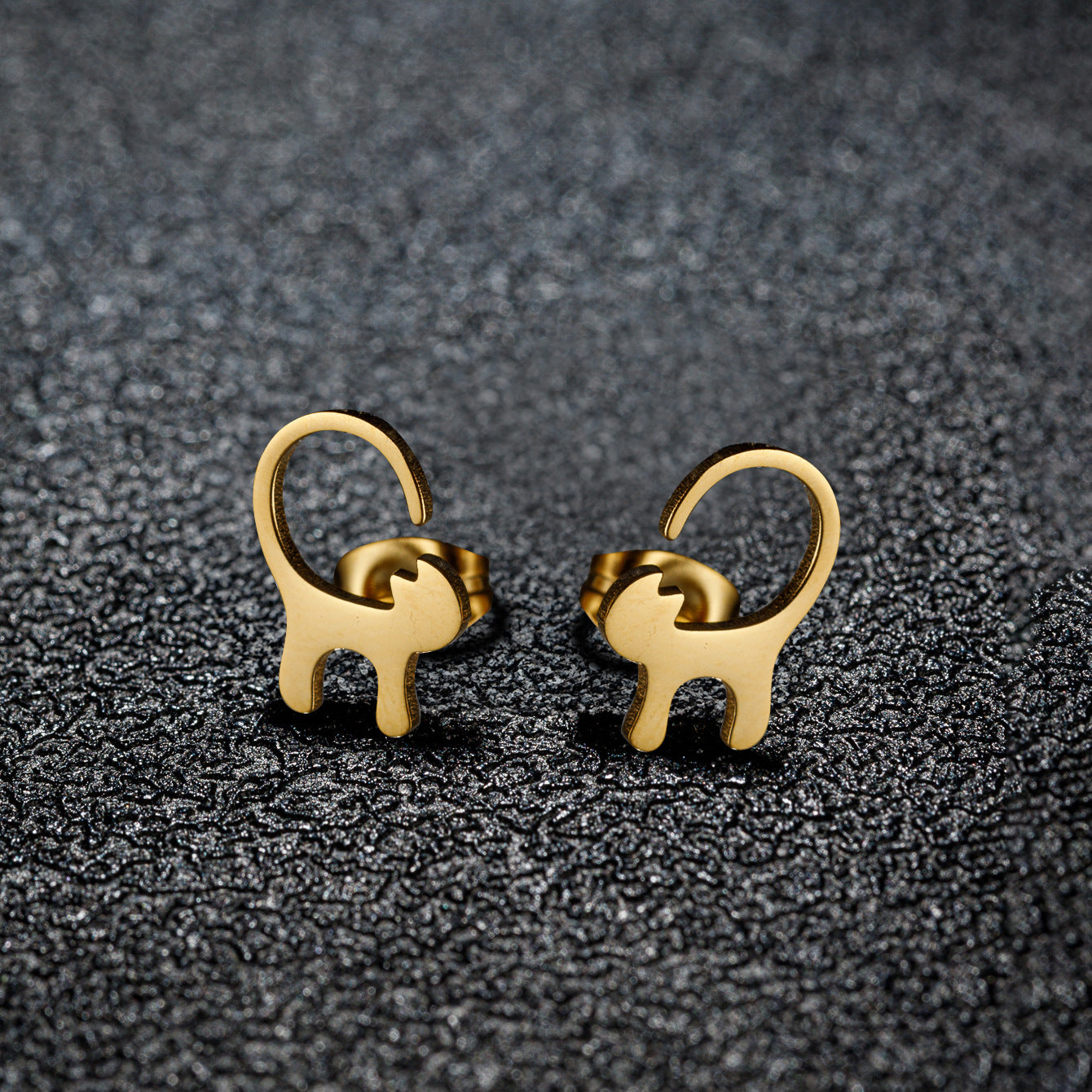 Stainless Steel Goldfish Bird Ear Design Ghost Skull Stud Earrings