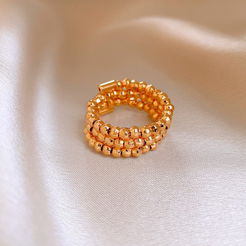 Women's Enamel Flower Open Golden Petal Design Rings