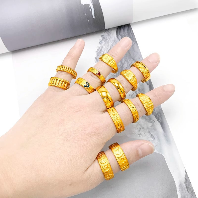 Men's Of Alluvial Gold Glossy Starry Meteor Rings