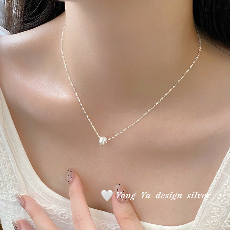Temperament Single Brushed Beads Personality Ball Clavicle Chain Necklaces