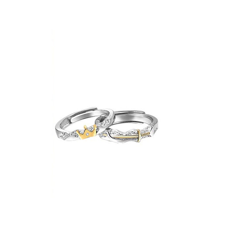 Women's & Men's Knight Sterling Sier Creative Couple Christmas Rings