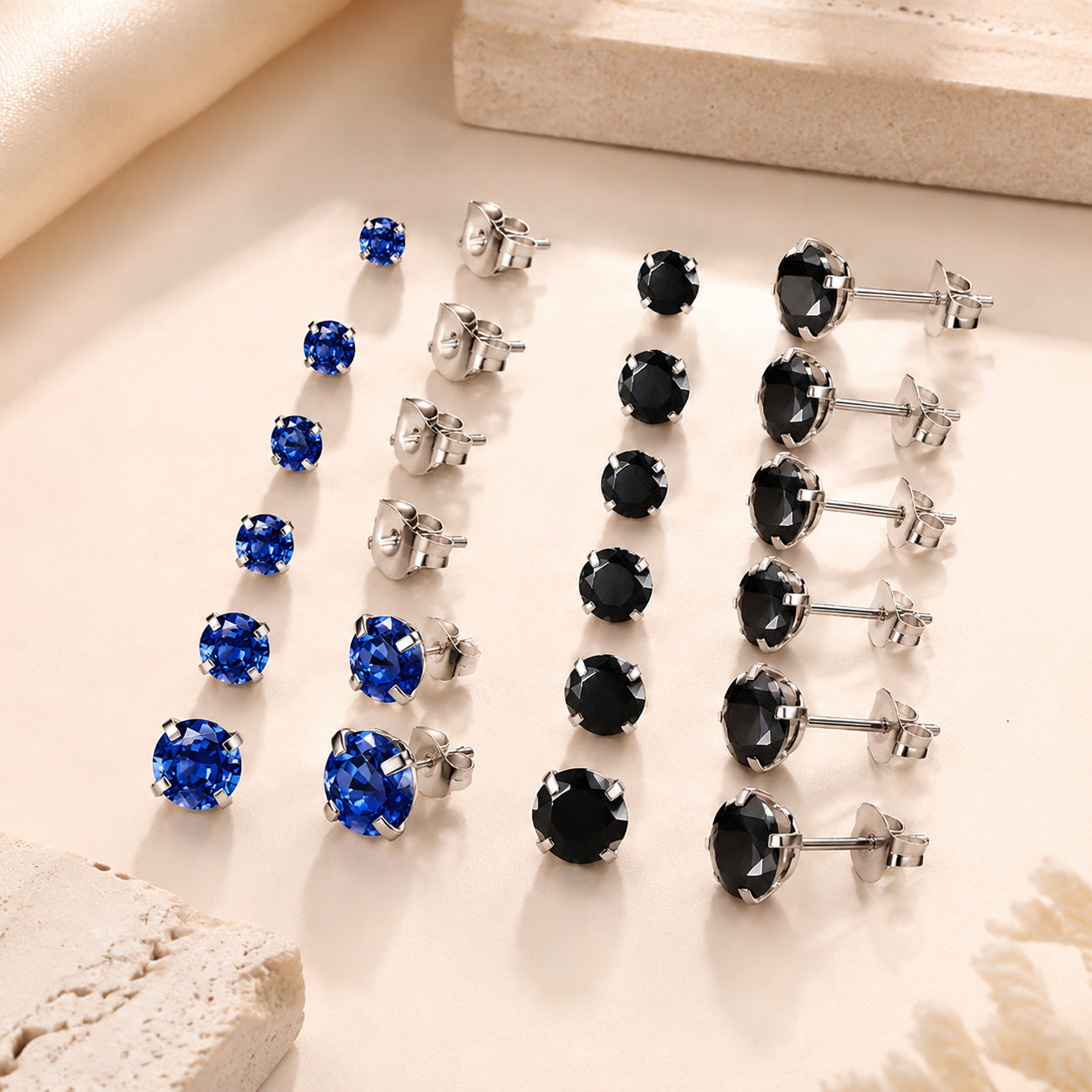 Women's Fashion Round Thin Needle Stainless Steel Super Shiny Stud Earrings