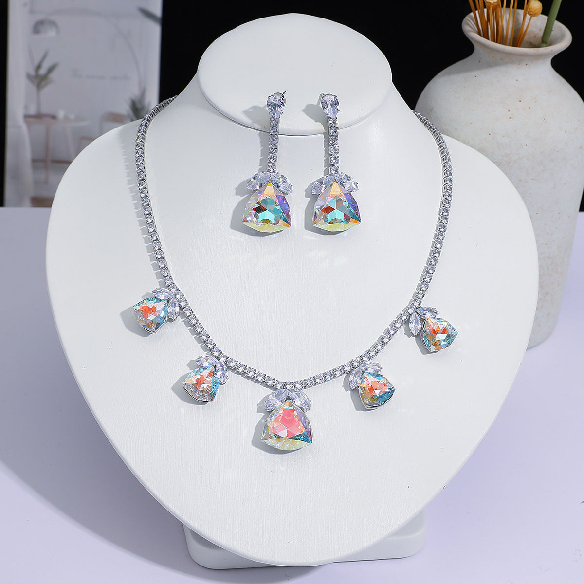 Full Diamond Drop-shaped Temperament The Dinner Party Jewelry Set