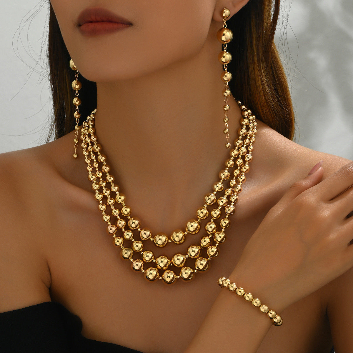 Women's Hot Style Niche Beaded Multilayer Collarbone Jewelry Set