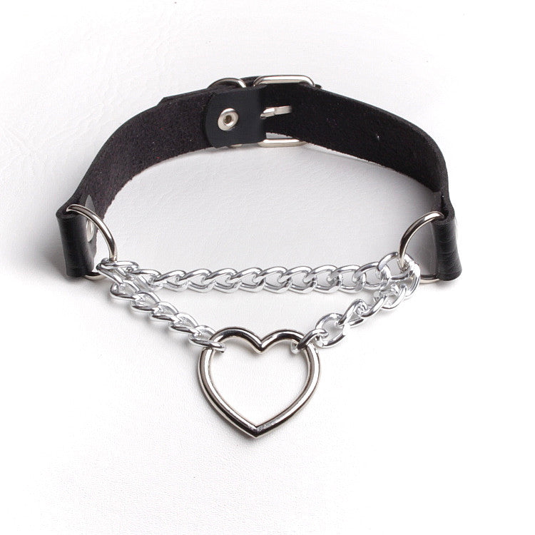 Peach Heart Chain Couple Street Shot Love Collar
