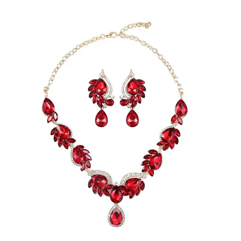 Women's Popular Gem Suite Fashion Temperament Bride Banquet Jewelry Set