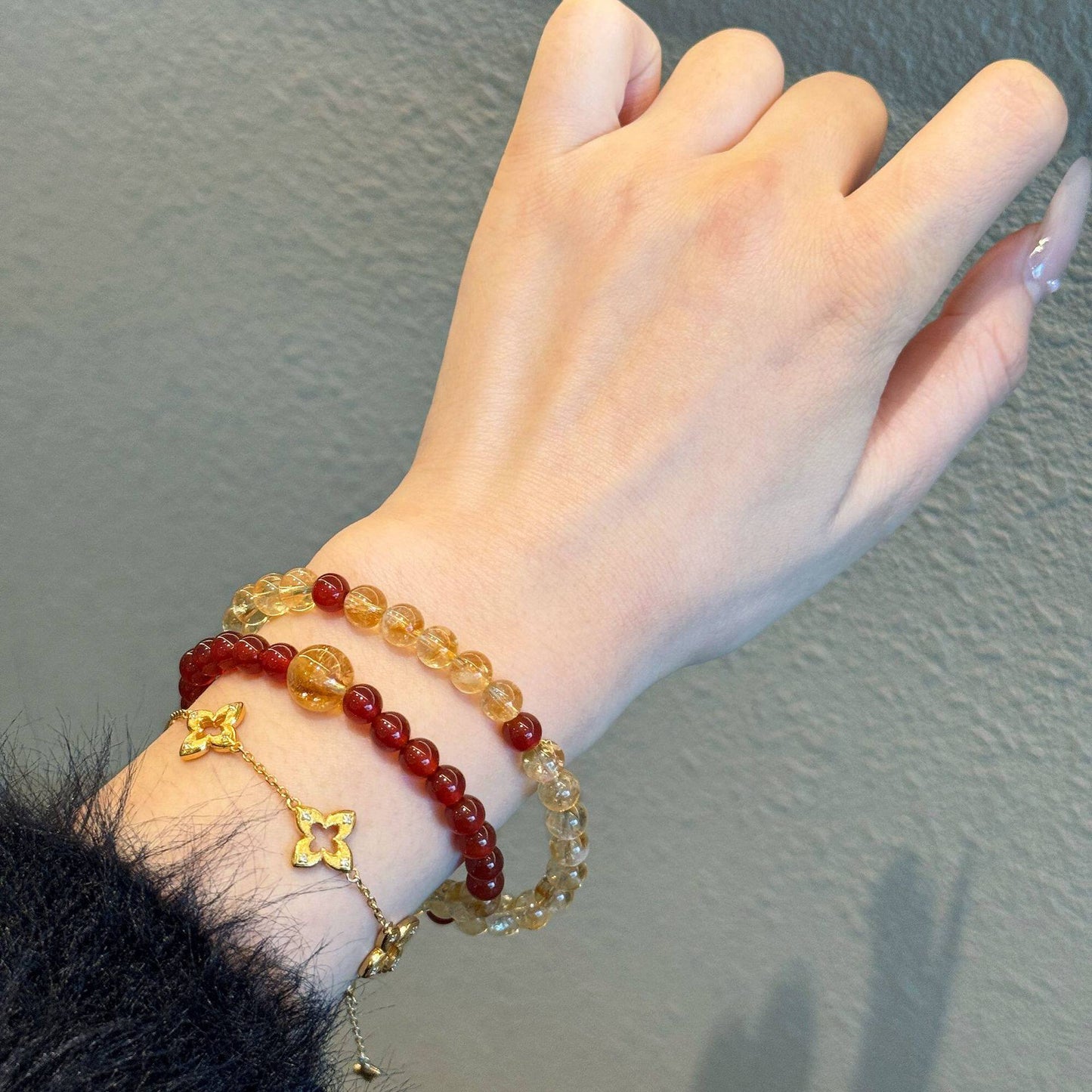 Natural Citrine Crystal Female Chinese Style Red Bracelets