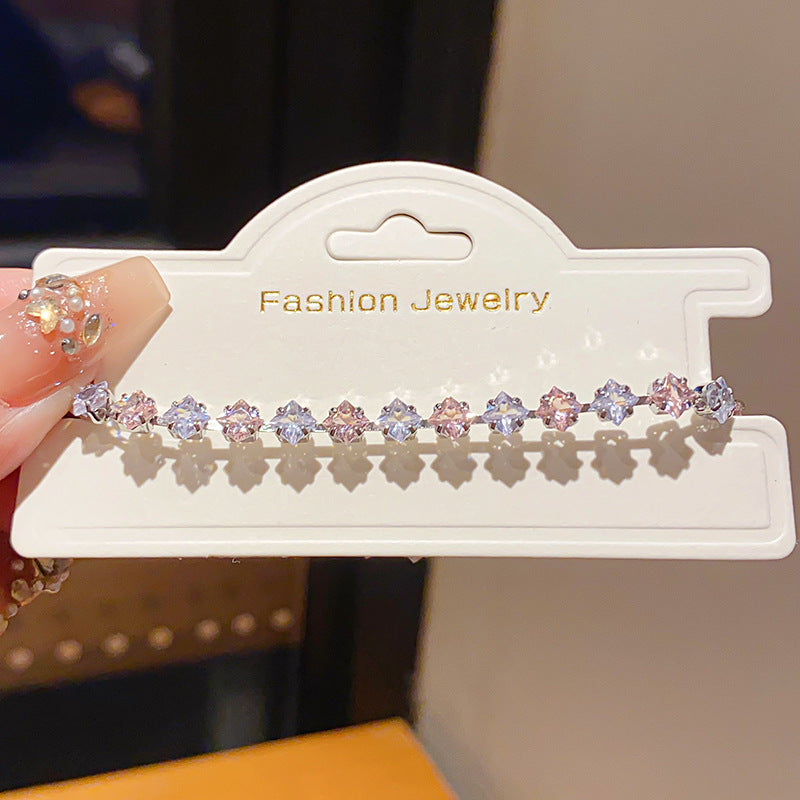 Women's French Entry Lux Zircon Square Stitching Buckle Exquisite Retro Easy Bracelets