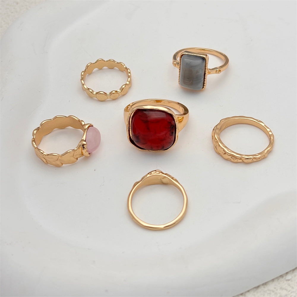 Small Round Style Mild Luxury Gem Personality Trendy Ring
