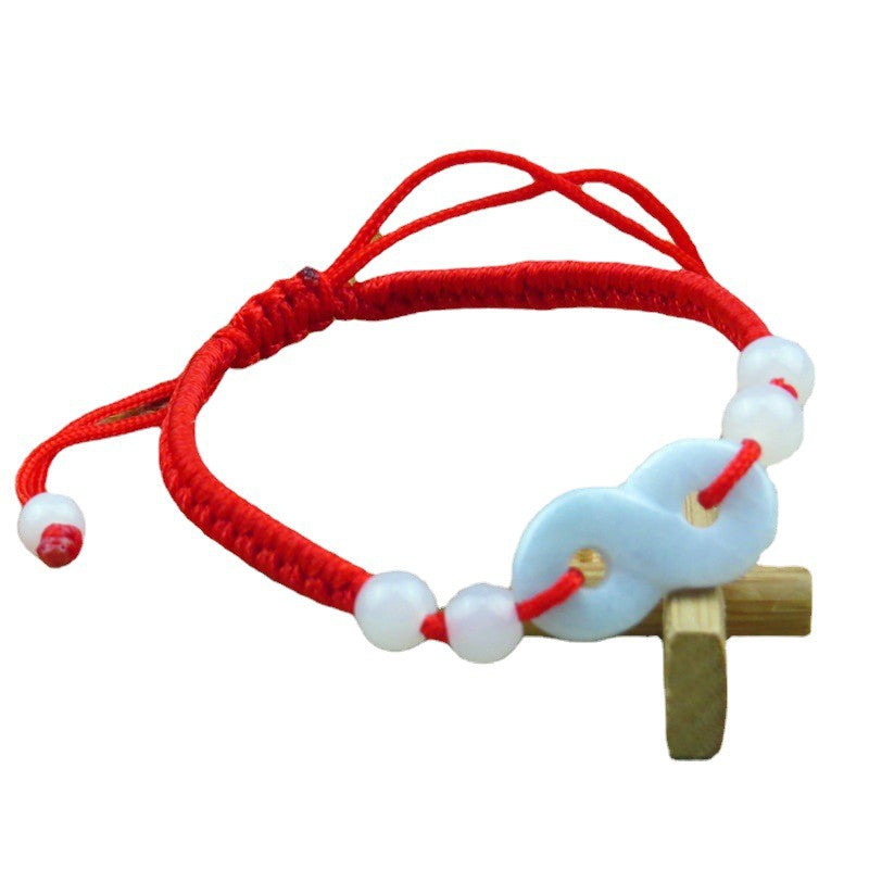 Women's & Men's Jade Goddess Lucky Right Rain Red Rope Gift Bracelets