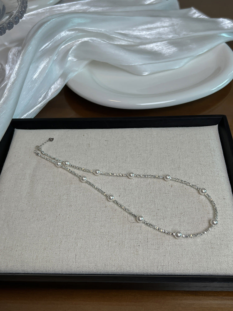Of Sier Pearl Simple Temperament Twin Niche High-grade Fashionable Clavicle Necklace