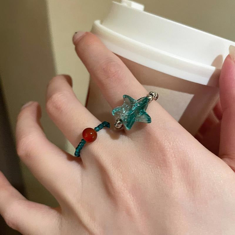 Starfish Beaded Female Summer Fashion Personality Girlfriends Index Finger Design Rings
