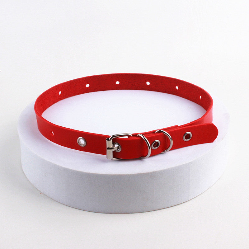 Punk Flat Buckle Leather Vintage Street Shot Necklet Neckband Korean Collar