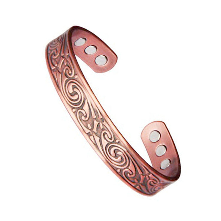 Jingling Retro Pure Copper Magnet Open-ended Bracelets