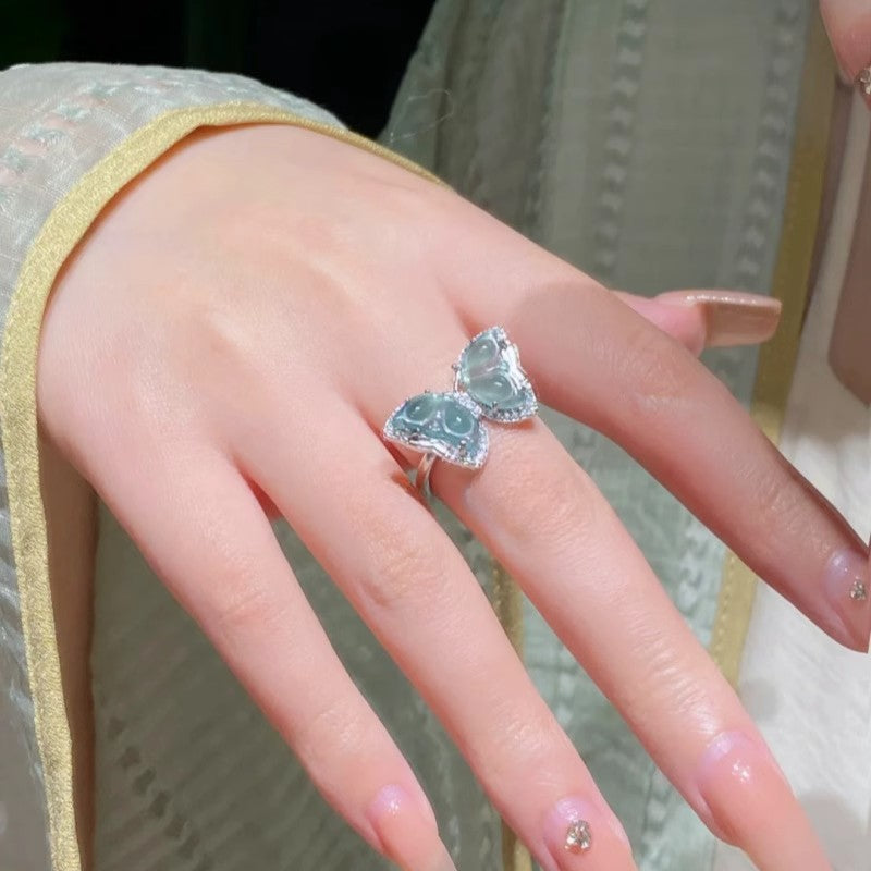 Style Pearl Zircon Butterfly Female Niche High-grade Rings