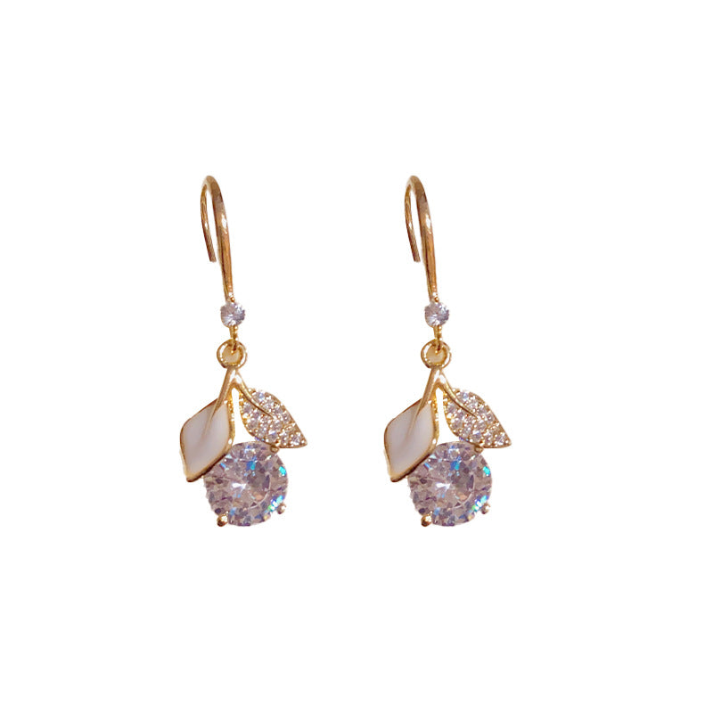 Women's Zircon Ginkgo Leaf Trendy Temperament Wild Minority Fashion Ear Hook
