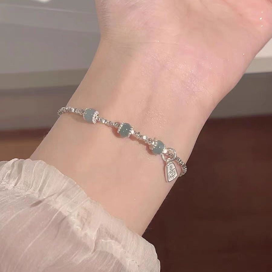 Sier Blue Happy Jade Broken Light Luxury Bracelets