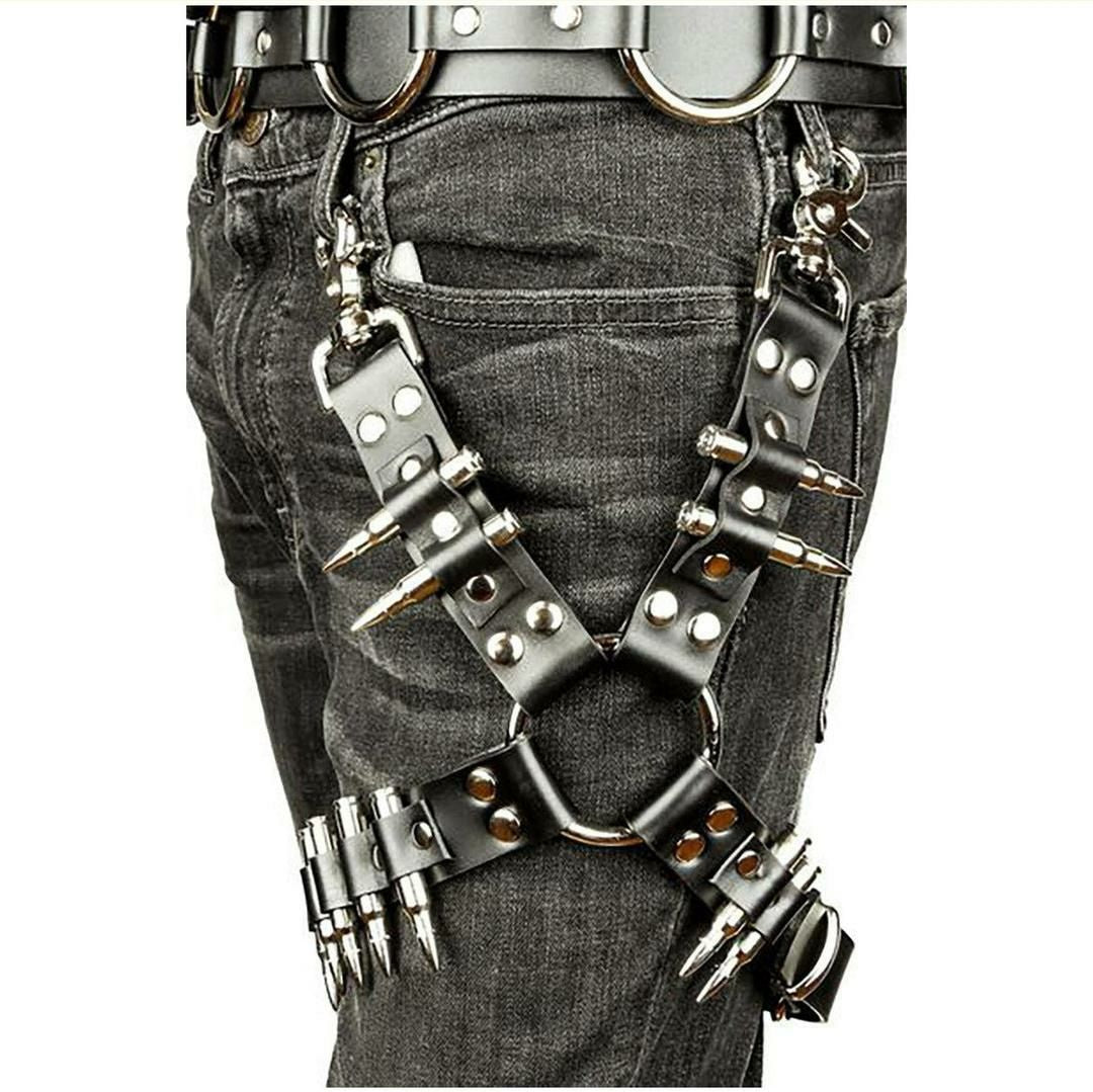 Men's Fashion Punk Leather Neck Pin Buckle Collar