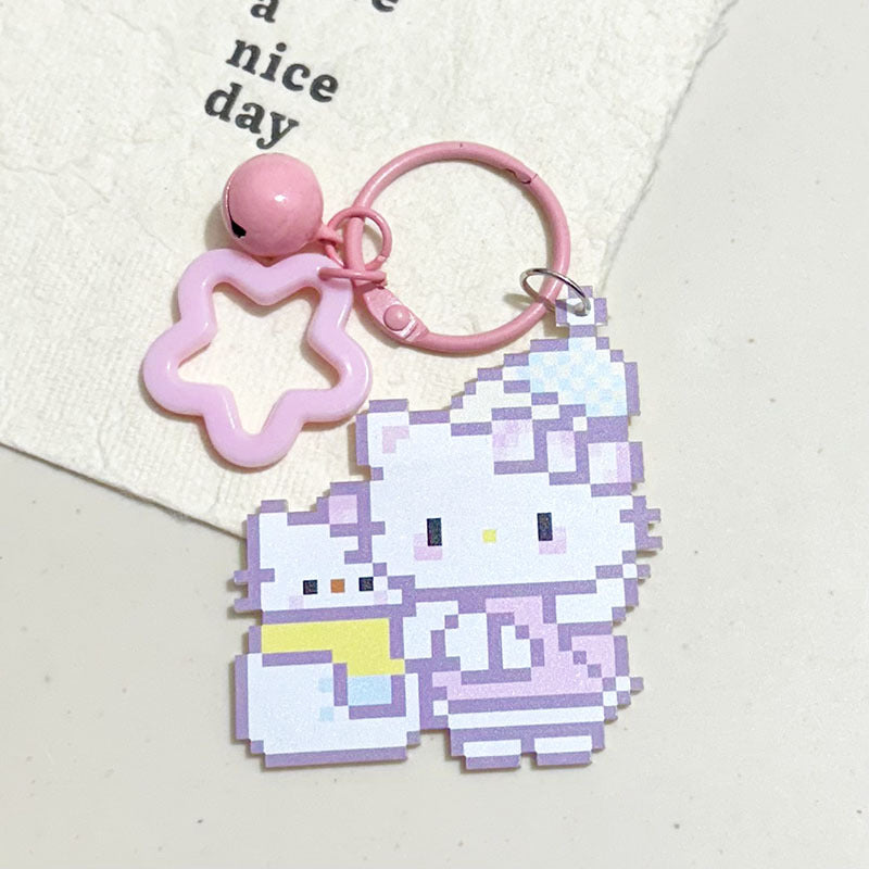 Pixel Cartoon Key Button Schoolbag Cute Acrylic Hang Decorations Hanging Ornaments