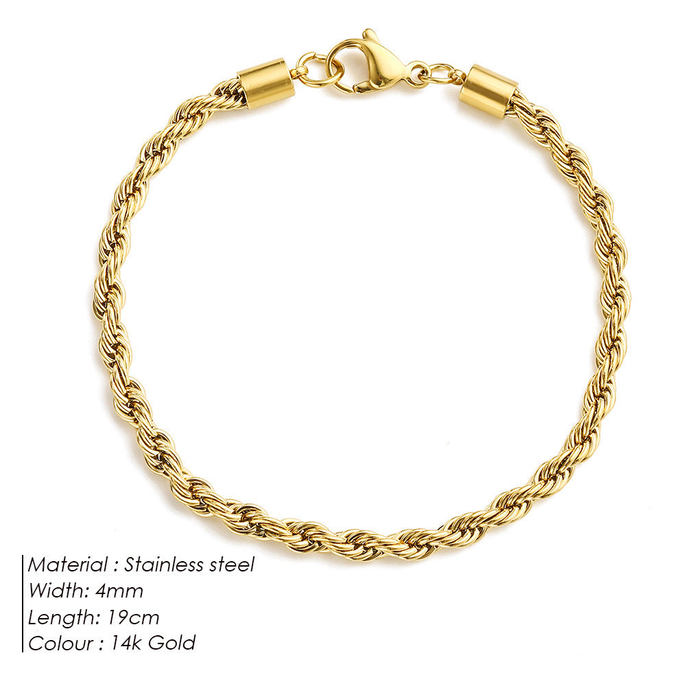 Women's American Simple Personalized Gold Twist Bracelets