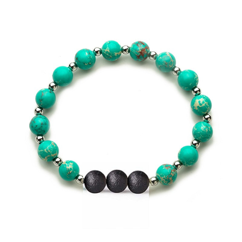 Women's & Men's Volcanic Rock Couple Beaded Elastic String Bracelet