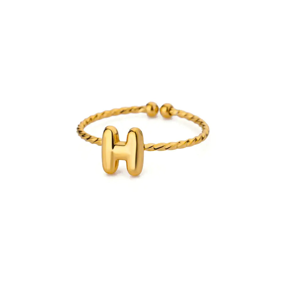 Stainless Steel Gold-plated English Letters Glossy Rings
