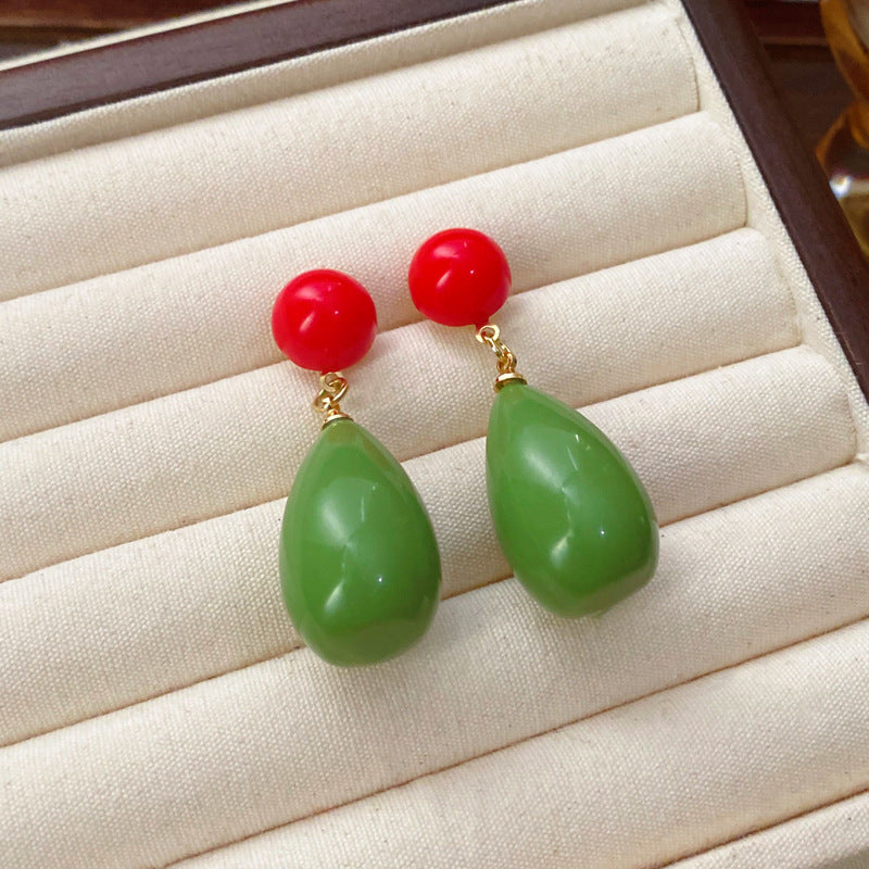 Sier Needle Zircon Geometric Flower Retro Exquisite Earrings