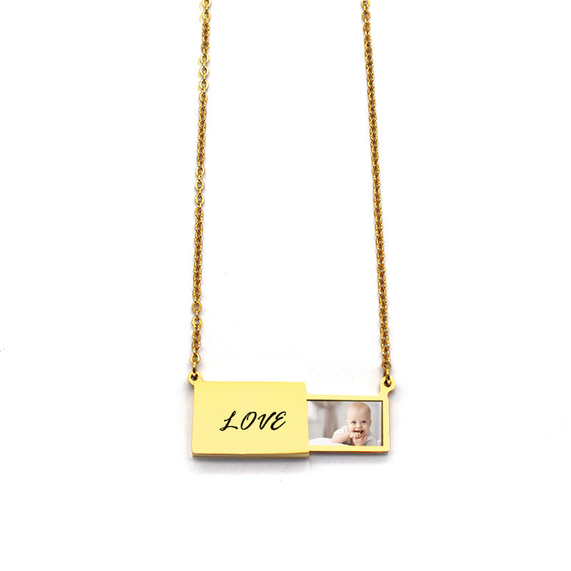Creative Pull-out Envelope Female Design Stainless Steel Clavicle Necklaces