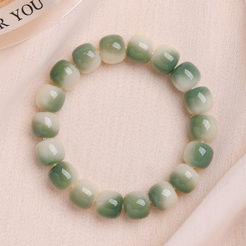 Men's Bodhi Pliable Temperament Skin Root Gradient Old Barrel Buddha Beads Bracelet