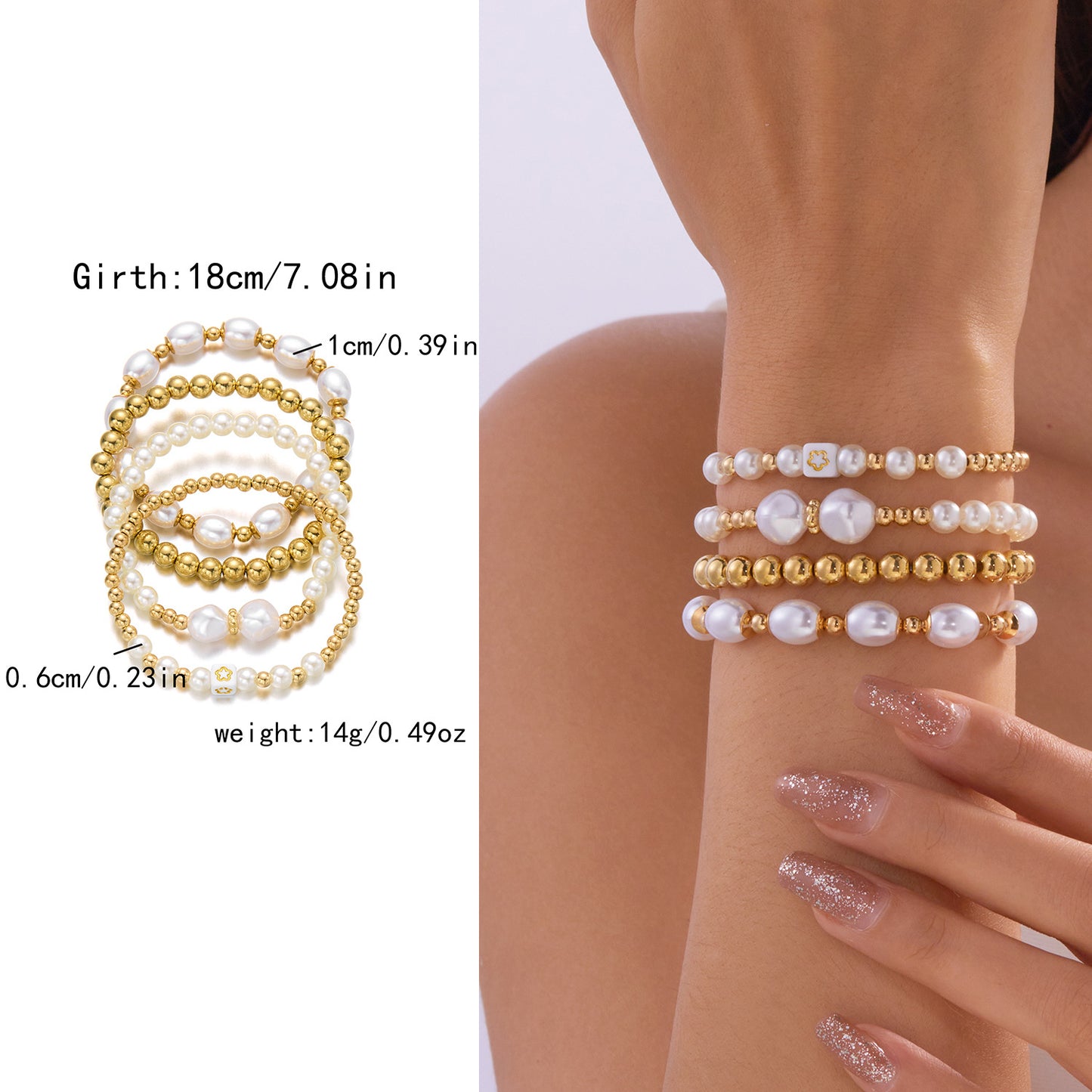 Women's High-grade Creative Imitation Pearl Love Woven Bracelets