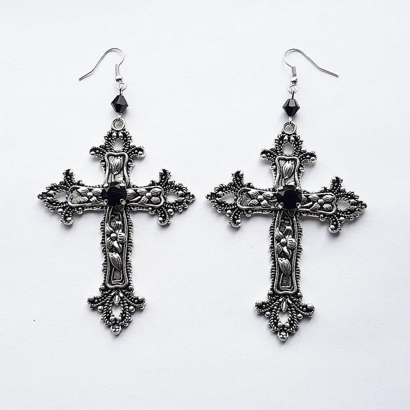 Cross Red Black Crystal Embellished Trendy Pendants