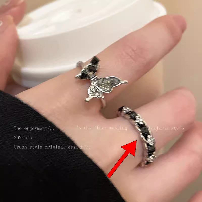 Style Pearl Zircon Butterfly Female Niche High-grade Rings