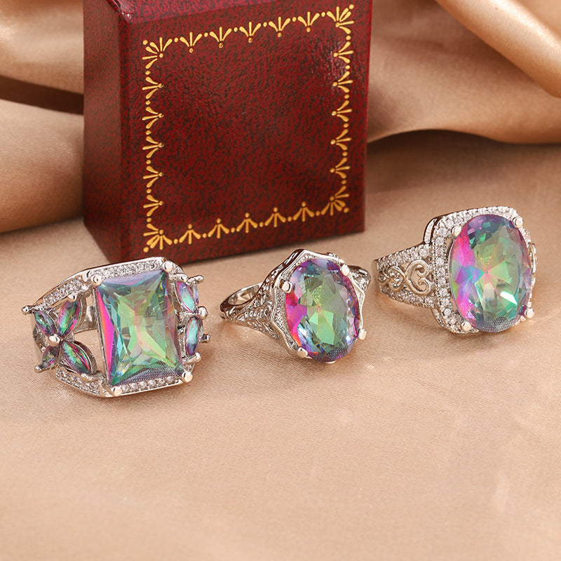 Classic Creative Colorful Zircon Boutique Diamond Copper Rings