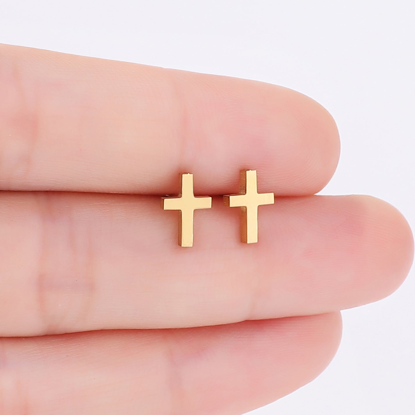 Durable Cross Stainless Steel Grid Fashion Stud Earrings