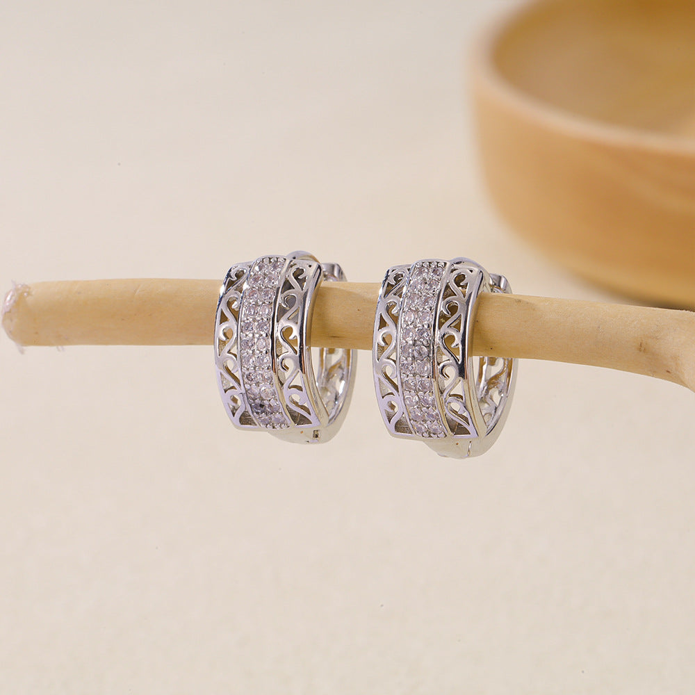 Women's Selection Fashionable Multi Zircon Inlaid Zirconium Earrings