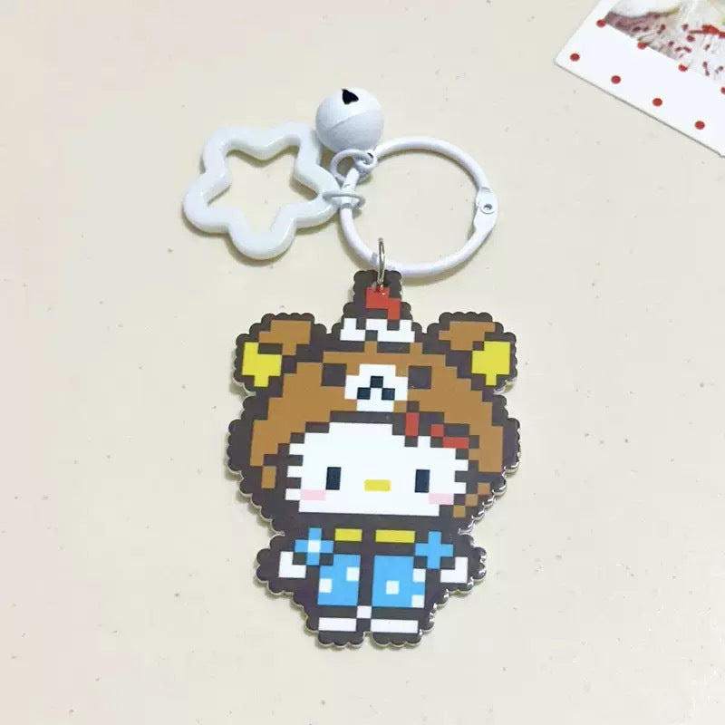 Pixel Cartoon Key Button Schoolbag Cute Acrylic Hang Decorations Hanging Ornaments